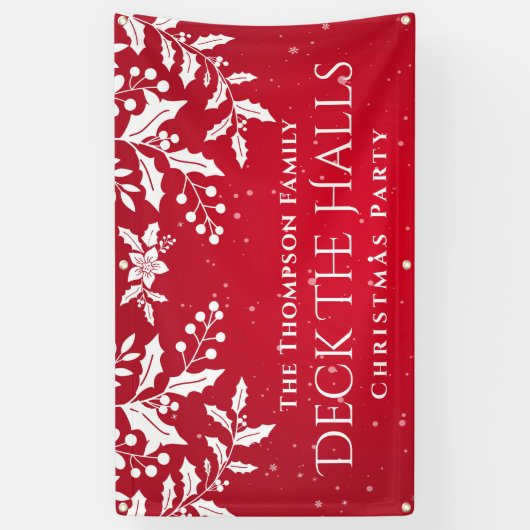 Kerstrood en witte Holly, Dekhallen, Partij Spandoek (Verticaal)