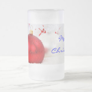 Kerstrood en witte kerst III Matglas Bierpul
