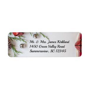 Kerstrood en zilver ombellen retourneren etiket