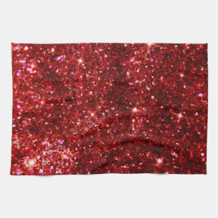 Kerstrood en Zwart Nep Glitter Kerstmis Theedoek