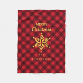 Kerstrood en zwarte buffel met ster Snowflake Fleece Deken (Voorkant)