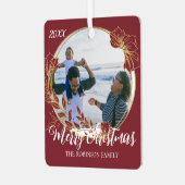 kerstrood foliage - aangepaste serie foto metalen ornament (Voorkant links)