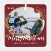 kerstrood foliage - aangepaste serie foto metalen ornament (Achterkant)