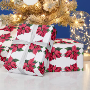 kerstrood gedenkteken Floral holiday Cadeaupapier