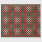 Kerstrood Gold Green Tartan Dog Paw Print Cadeaupapier (Vlak)