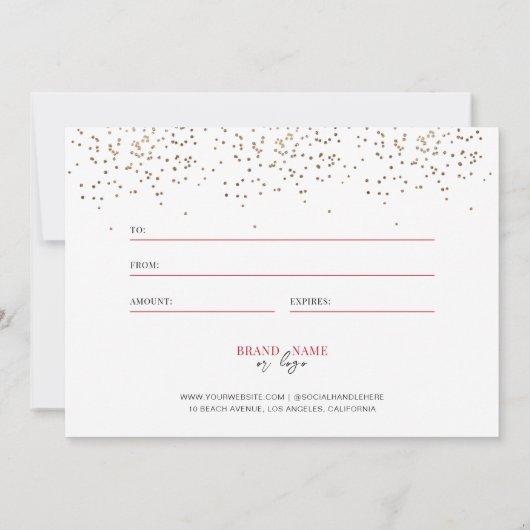 kerstrood goudglitter-cadeaubon (Achterkant)