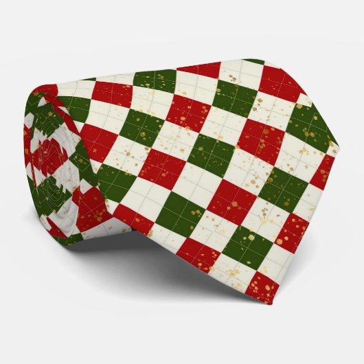 Kerstrood, groen en gouden stijl stropdas (Opgerold)