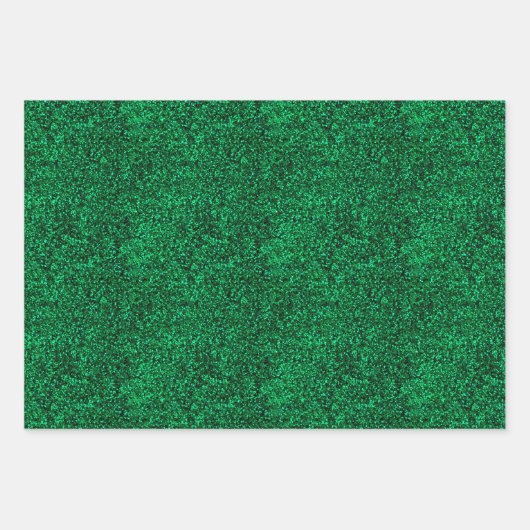 Kerstrood, groen en zilver faux glitter inpakpapier vel (Voorkant 2)