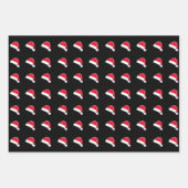 Kerstrood, groen wit, zwart, kersthatpatroon inpakpapier vel (Voorkant 3)