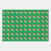 Kerstrood, groen wit, zwart, kersthatpatroon inpakpapier vel (Voorkant 2)