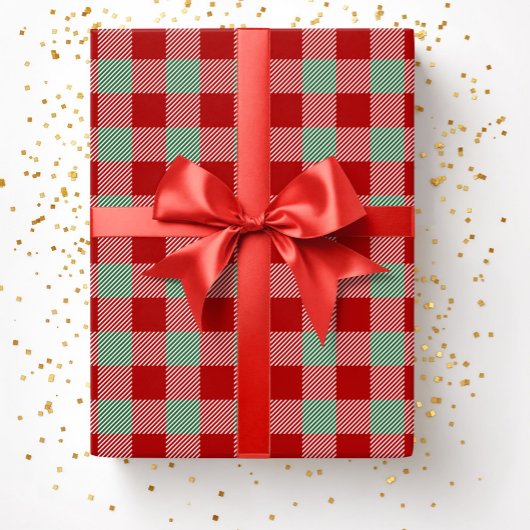 Kerstrood-groene buffelpatroon cadeaupapier