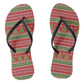 Kerstrood - Groene Patroonstijlvolle Feestdagen Teenslippers (Voetbed)