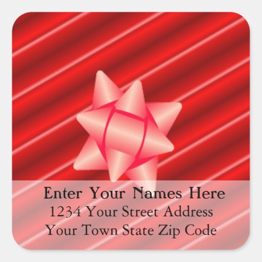 Kerstrood in 3D-adreslabel Vierkante Sticker (Voorkant)