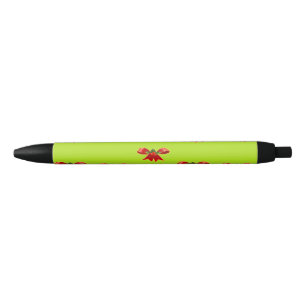 Kerstrood lint op groen zwarte inkt pen
