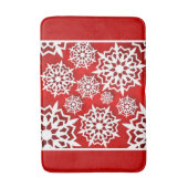 Kerstrood met witte sneeuwvlokken badmat (Voorkant Verticaal)