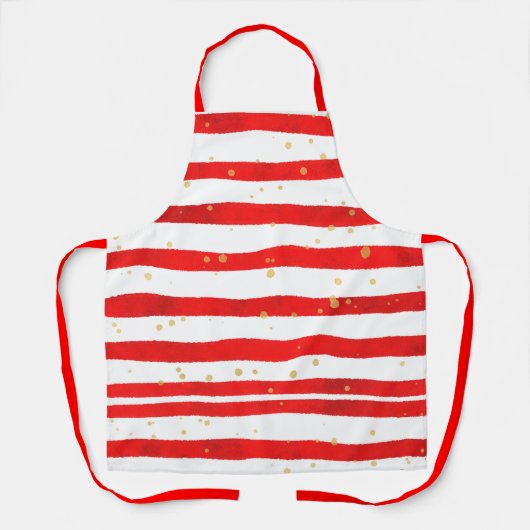 Kerstrood met witte streep schort (Voorkant)