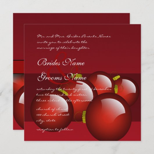 Kerstrood Ornament Weddenschap Kaart (Voorkant / Achterkant)