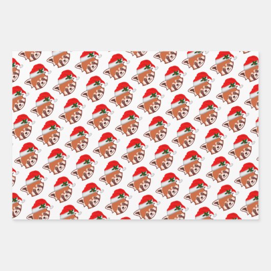Kerstrood panda - Complementair verpakkingspapier Inpakpapier Vel (Voorkant 3)