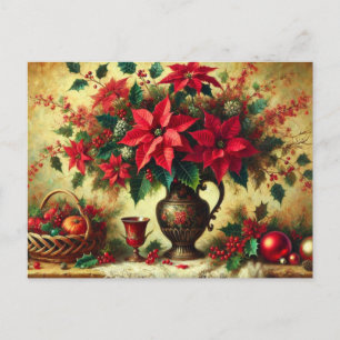 Kerstrood Poinsettia Boeket Feestdagenkaart