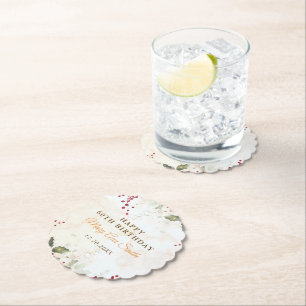 Kerstrood Poinsettia Floral Birthday Party Kartonnen Onderzetters