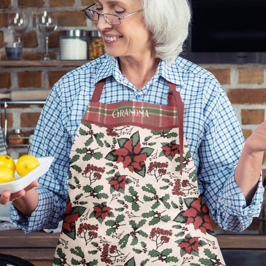 Kerstrood Poinsettia Floral Schort