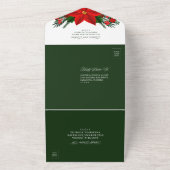kerstrood poinsettia pine Greenery Wedding All In One Uitnodiging (Buitenkant)