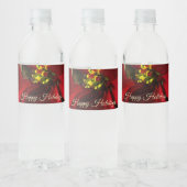 kerstrood Poinsettia waterflesetiket Waterfles Etiket (Flessen)