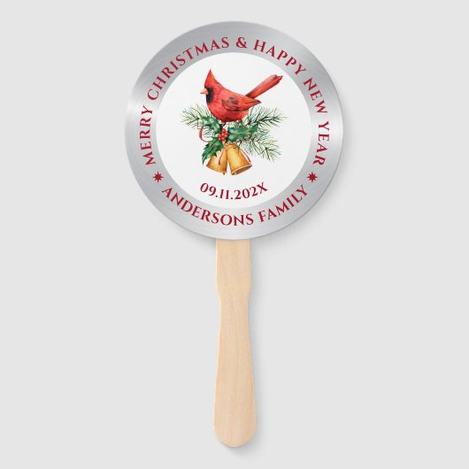 Kerstrood Robin ornament zilver en wit Handwaaier (Achterkant)