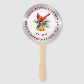 Kerstrood Robin ornament zilver en wit Handwaaier (Voorkant)