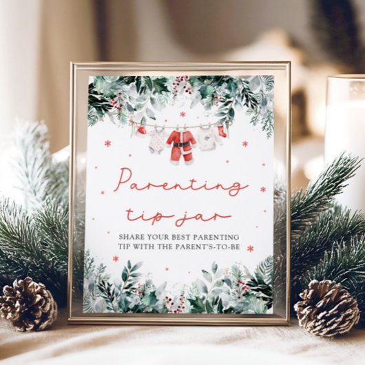 Kerstrood Santa Baby Ouderschap Tip Jar Game Poster