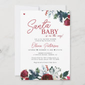 Kerstrood Santa Baby shower uitnodiging (Voorkant)