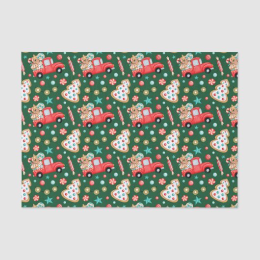 Kerstrood  Snoep Tissuepapier (Voorkant)