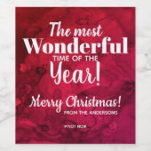 Kerstrood tot zwarte Waterverf Wijnlabel Wijn Etiket (Enkel label)