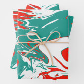 kerstrood wit en groen marmer design inpakpapier vel (In situ)