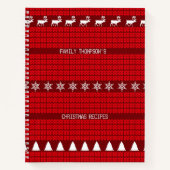 Kerstrood Wit Gebreide Trui Custom Recept Notitieboek (Voorkant)