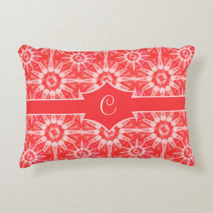 Kerstrood wit springplank monogram accent kussen