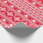 Kerstrood-witte feestdag — Ugly Sweater Cadeaupapier (Hoek)