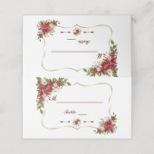 Kerstrood Witte Poinsettia Goud Tafelnummer (Buitenkant ongevouwen)