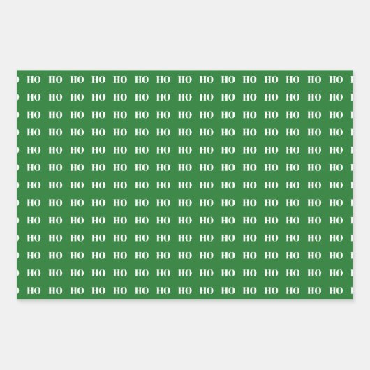 Kerstrood zwart wit Ho Ho Ho Inpakpapier Vel (Voorkant 2)