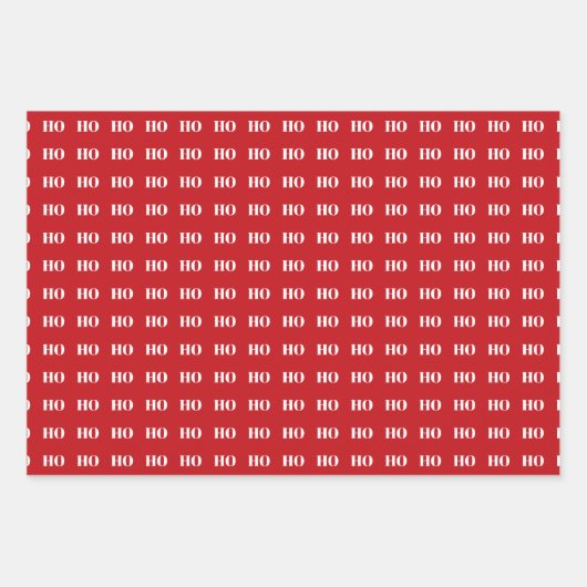 Kerstrood zwart wit Ho Ho Ho Inpakpapier Vel (Voorkant)