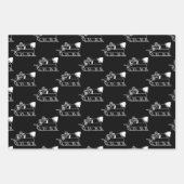 Kerstrood, zwart wit kerstblad inpakpapier vel (Voorkant 3)