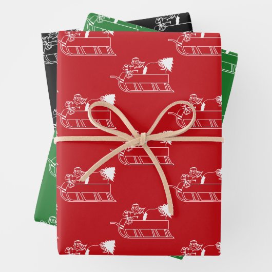 Kerstrood, zwart wit kerstblad inpakpapier vel (In situ)