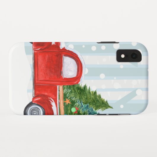 Kerstroodbedekking vrachtwagen op een sneeuwweg Case-Mate iPhone case (Achterkant (horizontaal))