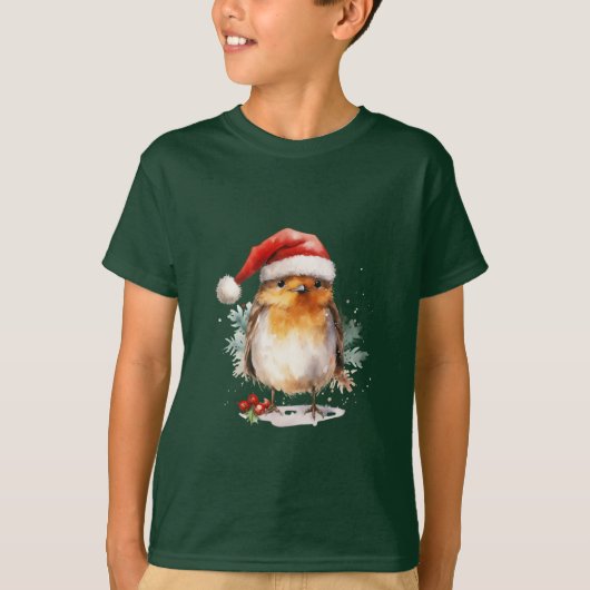 Kerstroodborst T-shirt (Voorkant)
