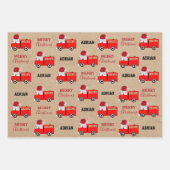 Kerstroodbrandwagen - Aangepaste naam Kraft Inpakpapier Vel (Voorkant 2)