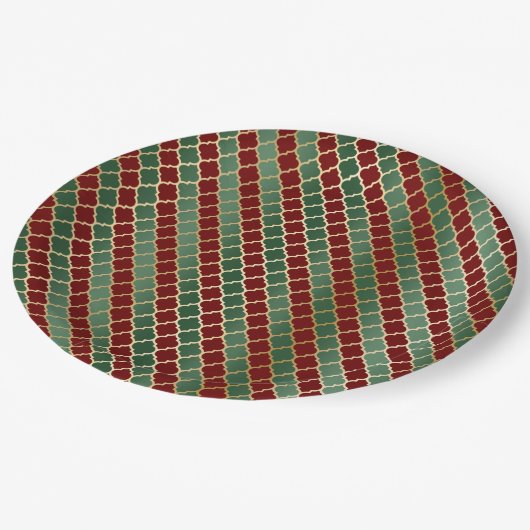 Kerstroodbruin Quatrefoil Papieren Bordje (Gekanteld)