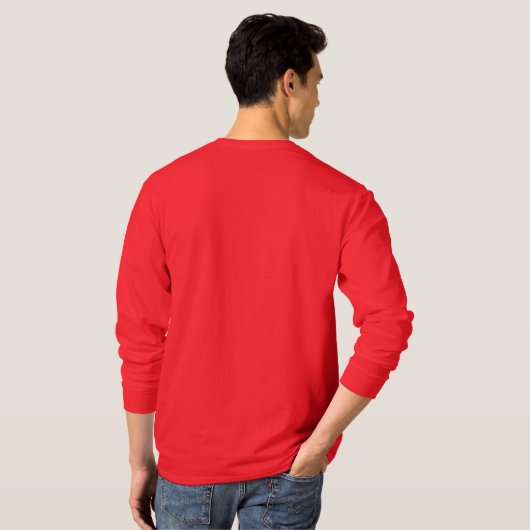 Kerstroodbruine en witte lange hoes T-shirt (Achterkant volledig)