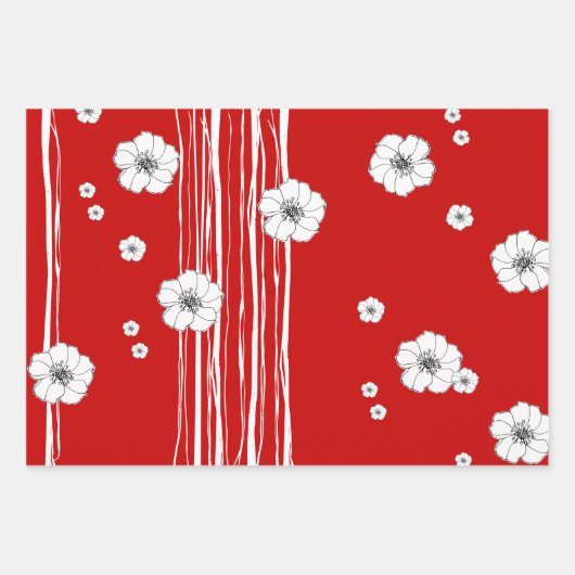 Kerstroodroest Rafia en ventilatorhandgetekend Inpakpapier Vel (Voorkant 3)