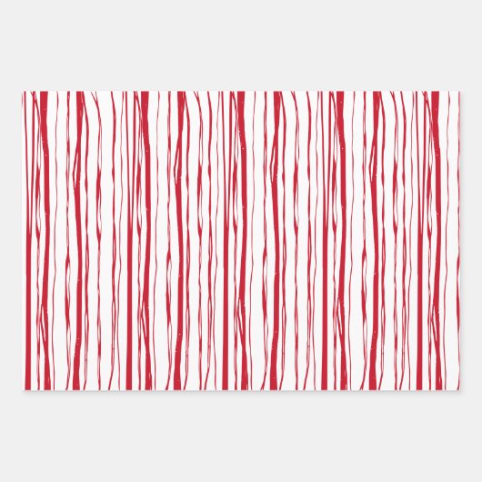 Kerstroodroest Rafia en ventilatorhandgetekend Inpakpapier Vel (Voorkant)