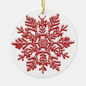 Kerstroodsnowflake Elegant Keramisch Ornament (Voorkant)